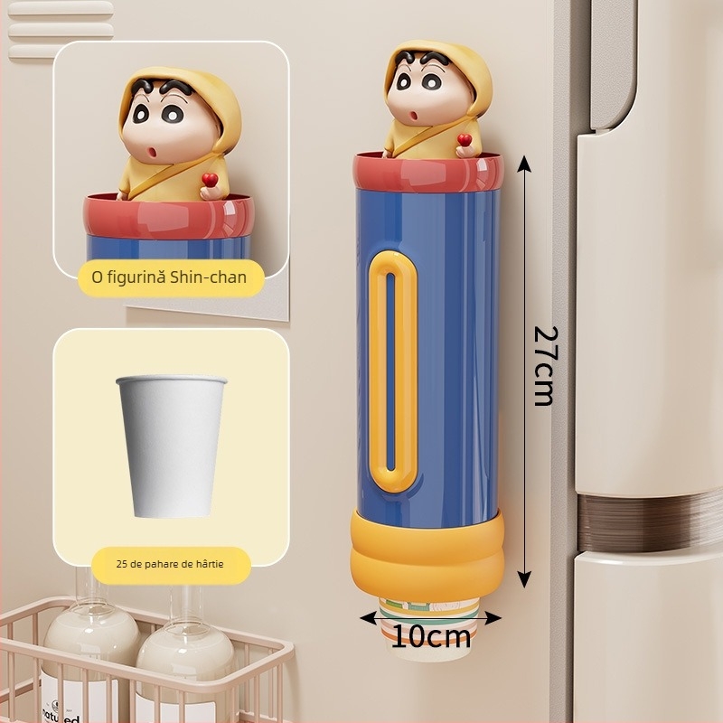 Suport montat pe perete pentru pahare de unică folosință, din plastic, stil proaspăt și drăguț, greutate 250 g, fără găuri