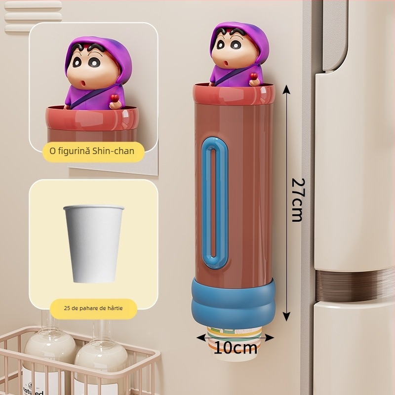 Suport montat pe perete pentru pahare de unică folosință, din plastic, stil proaspăt și drăguț, greutate 250 g, fără găuri