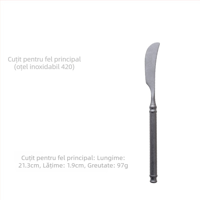 Set tacâmuri – oțel inoxidabil 304, lustruire oglindă, stil Nordic retro lux, include cuțit, furculiță și lingură, ambalaj într-o pungă transparentă
