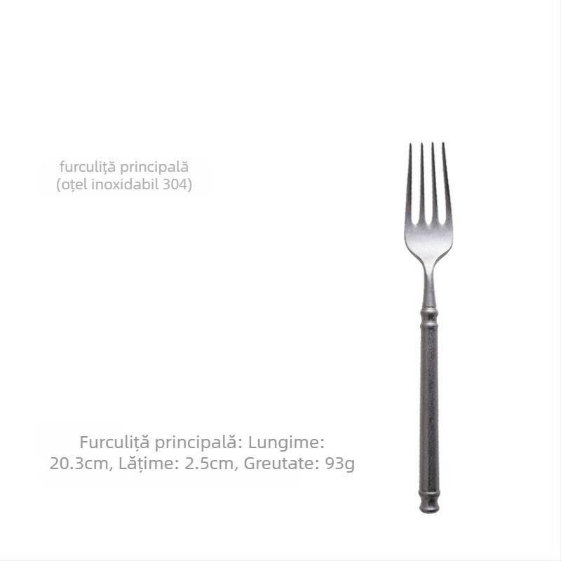 Set tacâmuri – oțel inoxidabil 304, lustruire oglindă, stil Nordic retro lux, include cuțit, furculiță și lingură, ambalaj într-o pungă transparentă