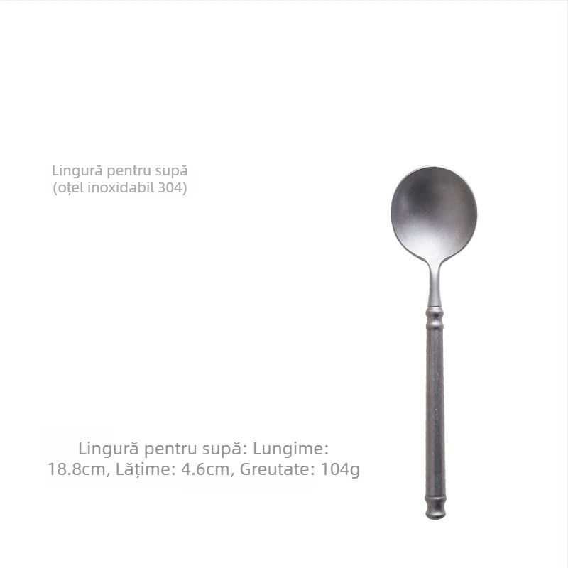Set tacâmuri – oțel inoxidabil 304, lustruire oglindă, stil Nordic retro lux, include cuțit, furculiță și lingură, ambalaj într-o pungă transparentă
