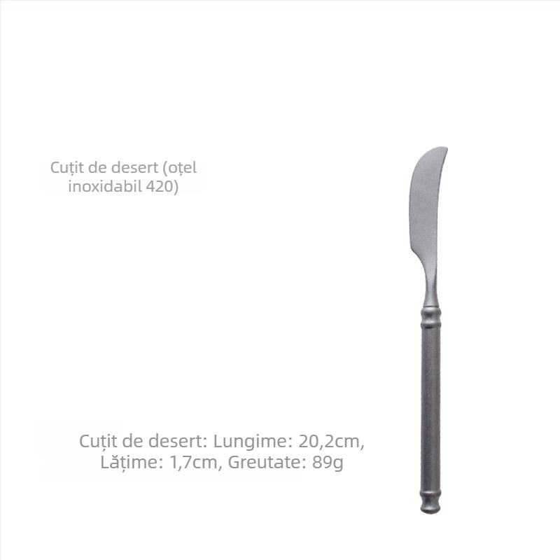 Set tacâmuri – oțel inoxidabil 304, lustruire oglindă, stil Nordic retro lux, include cuțit, furculiță și lingură, ambalaj într-o pungă transparentă