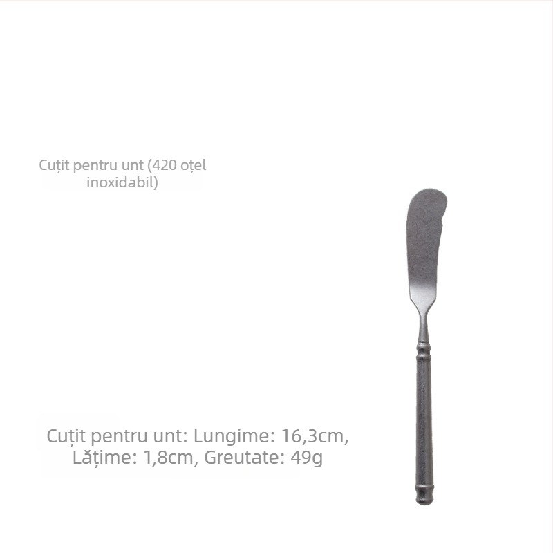 Set tacâmuri – oțel inoxidabil 304, lustruire oglindă, stil Nordic retro lux, include cuțit, furculiță și lingură, ambalaj într-o pungă transparentă