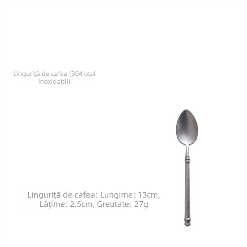 Set tacâmuri – oțel inoxidabil 304, lustruire oglindă, stil Nordic retro lux, include cuțit, furculiță și lingură, ambalaj într-o pungă transparentă
