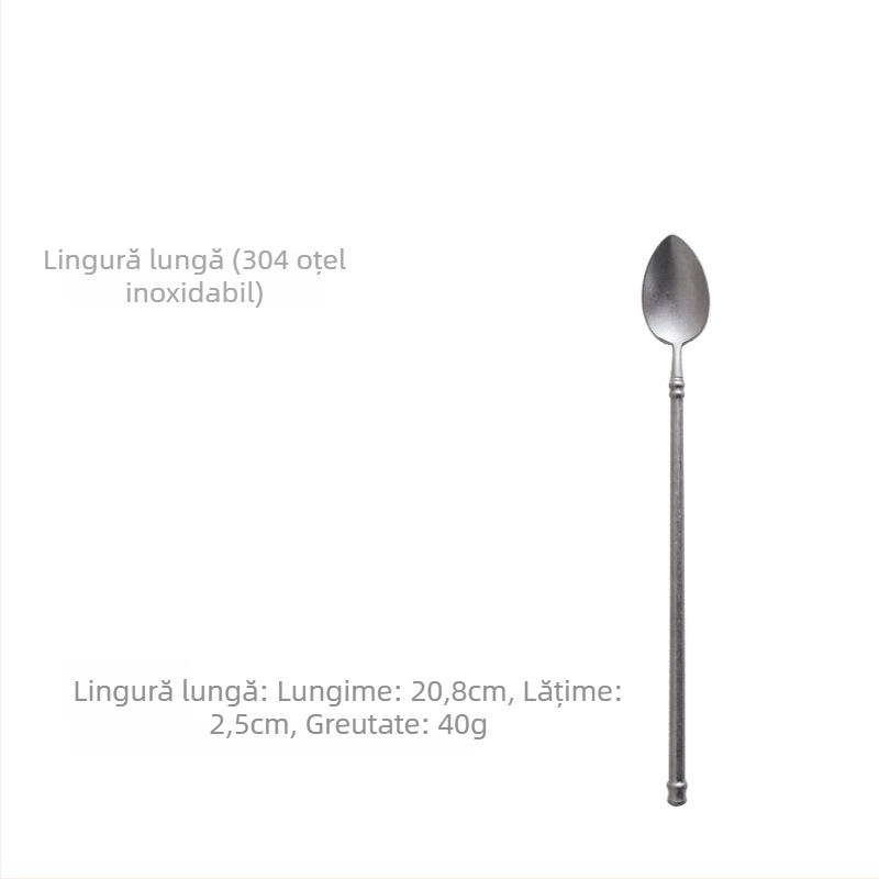 Set tacâmuri – oțel inoxidabil 304, lustruire oglindă, stil Nordic retro lux, include cuțit, furculiță și lingură, ambalaj într-o pungă transparentă