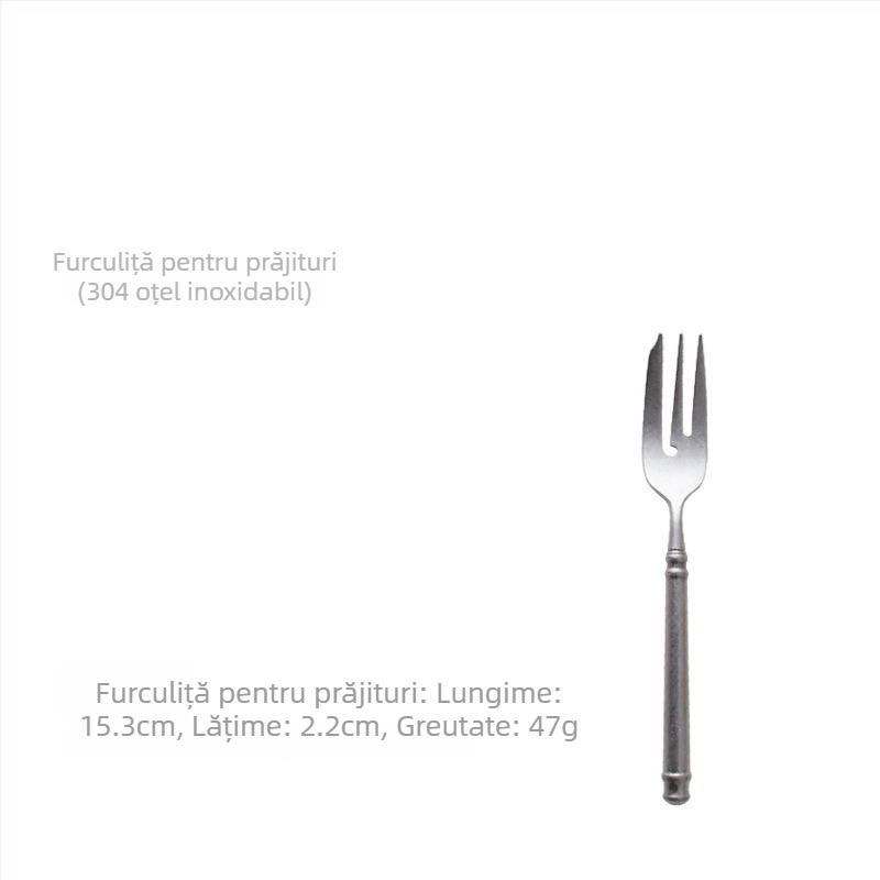 Set tacâmuri – oțel inoxidabil 304, lustruire oglindă, stil Nordic retro lux, include cuțit, furculiță și lingură, ambalaj într-o pungă transparentă