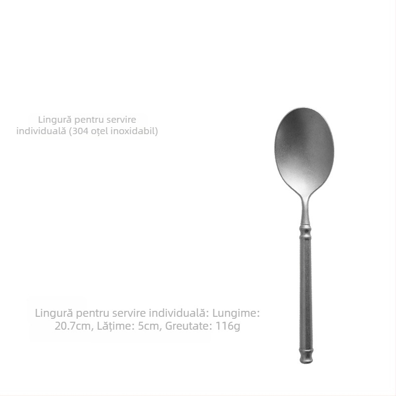 Set tacâmuri – oțel inoxidabil 304, lustruire oglindă, stil Nordic retro lux, include cuțit, furculiță și lingură, ambalaj într-o pungă transparentă