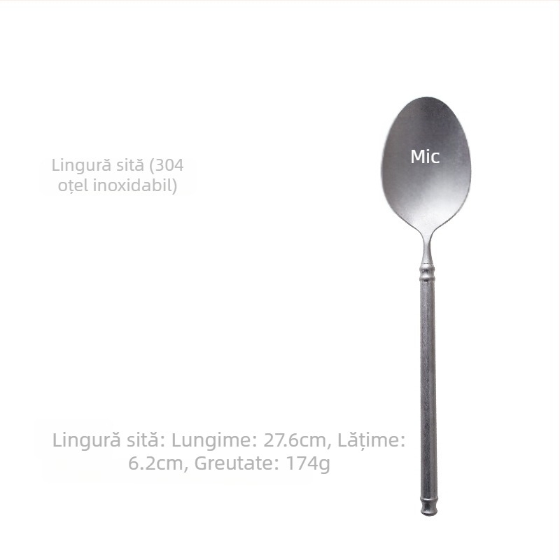Set tacâmuri – oțel inoxidabil 304, lustruire oglindă, stil Nordic retro lux, include cuțit, furculiță și lingură, ambalaj într-o pungă transparentă