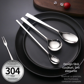 Set cuțit, furcă și lingură pentru steak din oțel inoxidabil 304, finisaj oglindit, stil modern