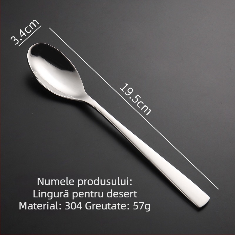 Set cuțit, furcă și lingură pentru steak din oțel inoxidabil 304, finisaj oglindit, stil modern