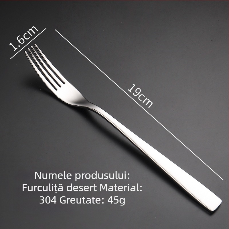 Set cuțit, furcă și lingură pentru steak din oțel inoxidabil 304, finisaj oglindit, stil modern