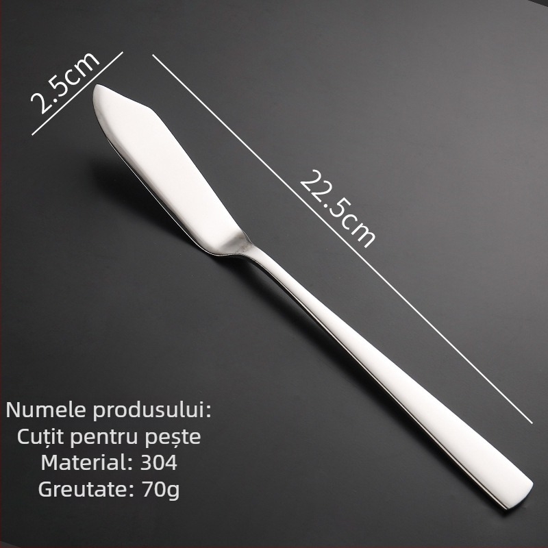 Set cuțit, furcă și lingură pentru steak din oțel inoxidabil 304, finisaj oglindit, stil modern