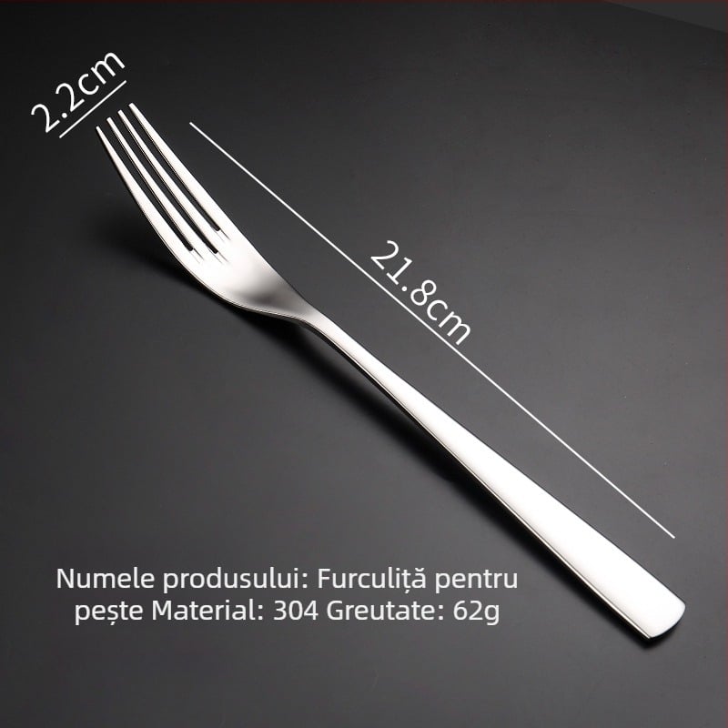 Set cuțit, furcă și lingură pentru steak din oțel inoxidabil 304, finisaj oglindit, stil modern