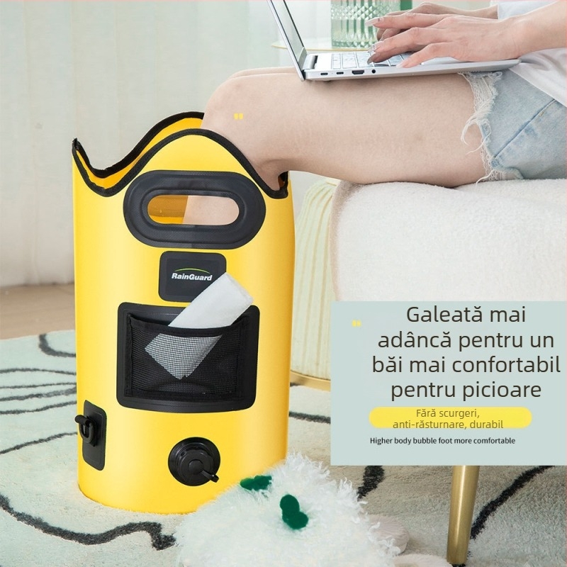 Rain Guard Cadă pliabilă pentru baie la picioare – PVC, design pliabil, temperatură constantă, spumă cu abur pentru înmuierea picioarelor