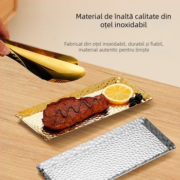 Tavă din oțel inoxidabil pentru tacâmuri, cu formă de ventilator și plăci pătrate pentru bufet