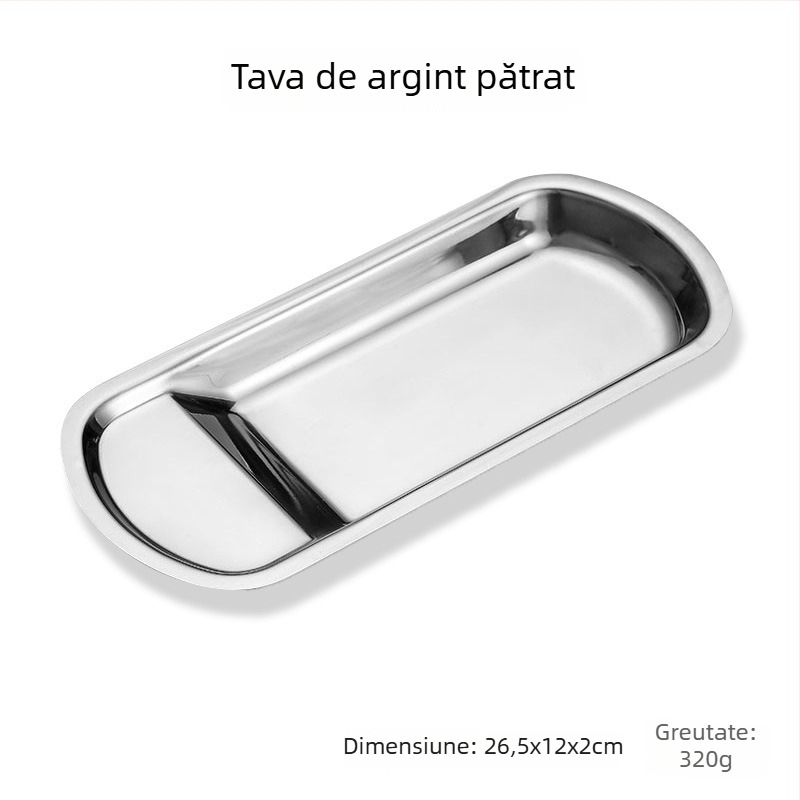 Tavă din oțel inoxidabil pentru tacâmuri, cu formă de ventilator și plăci pătrate pentru bufet