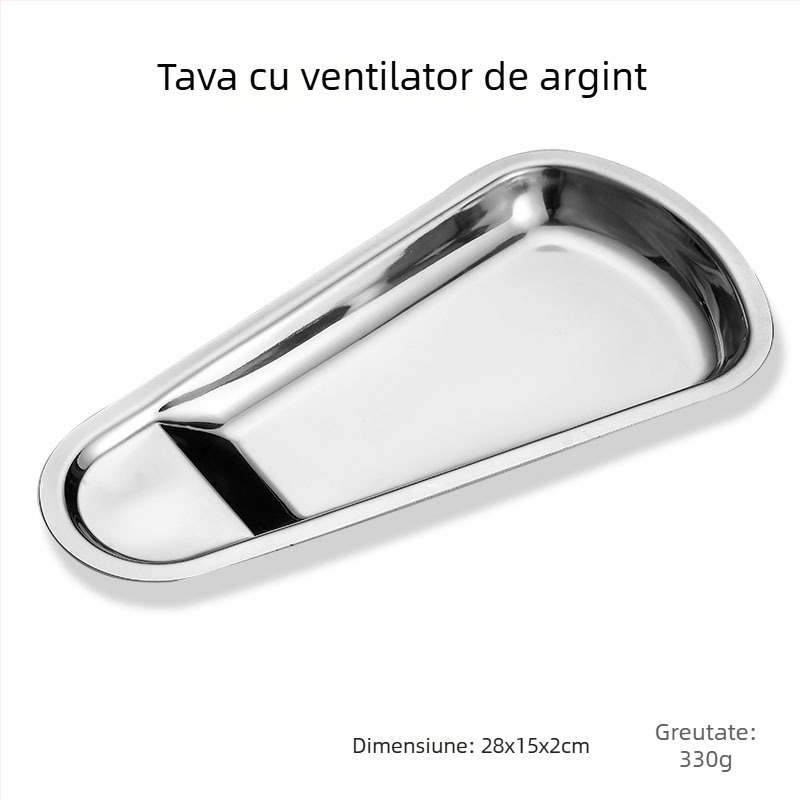 Tavă din oțel inoxidabil pentru tacâmuri, cu formă de ventilator și plăci pătrate pentru bufet