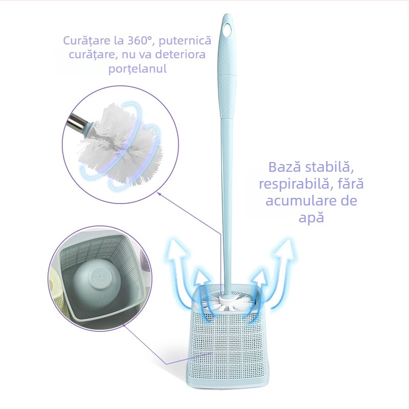 Set de perie pentru toaletă cu mâner lung pentru curățare în colțuri – plastic, 122 g, ambalaj multipack, Meishuo