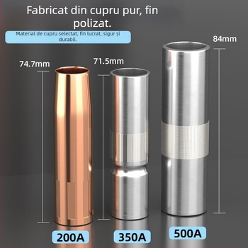 Shida duză protectoare din cupru pentru cioc de sudură, cu manșon de acoperire, 200A/350A/500A valori