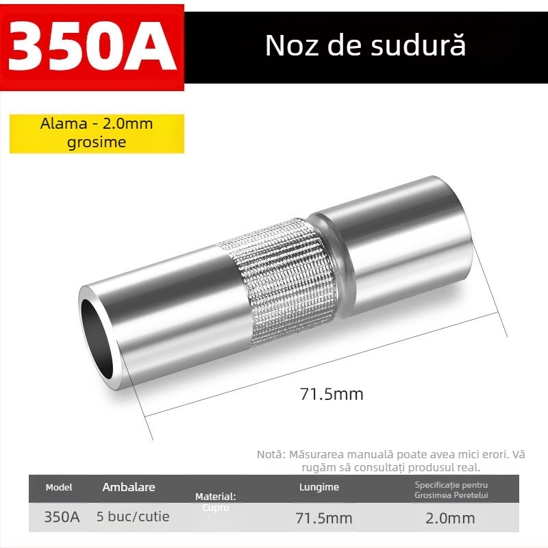 Shida duză protectoare din cupru pentru cioc de sudură, cu manșon de acoperire, 200A/350A/500A valori