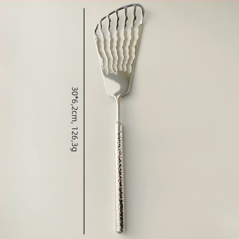 Set tacâmuri din oțel inoxidabil 304: cuțit, furculiță și lingură cu mâner în textură ciocănită în formă de diamant circular, finisaj oglindit, stil minimalist modern