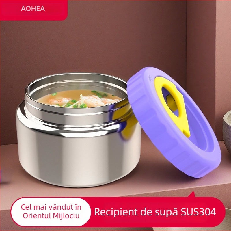 Cupa de supă izolată din oțel inoxidabil pentru copii — rotundă, menține caldura, cutie de prânz etanșă, capacitate sub 300 ml