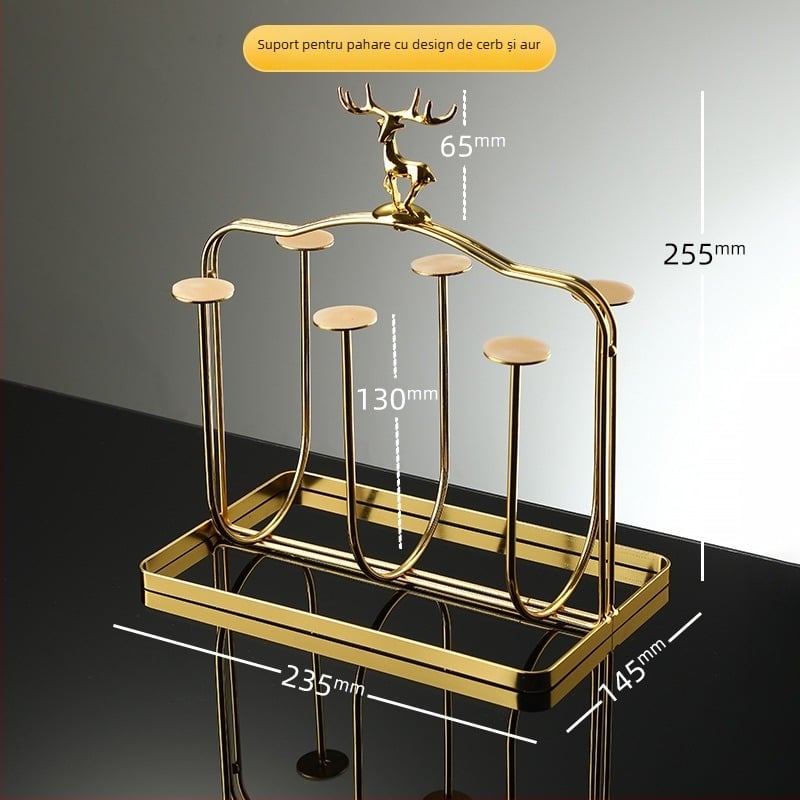 Suport pentru pahare și tavă de depozitare pentru sticlă – montaj fără găuri, stil simplu, drenaj invers