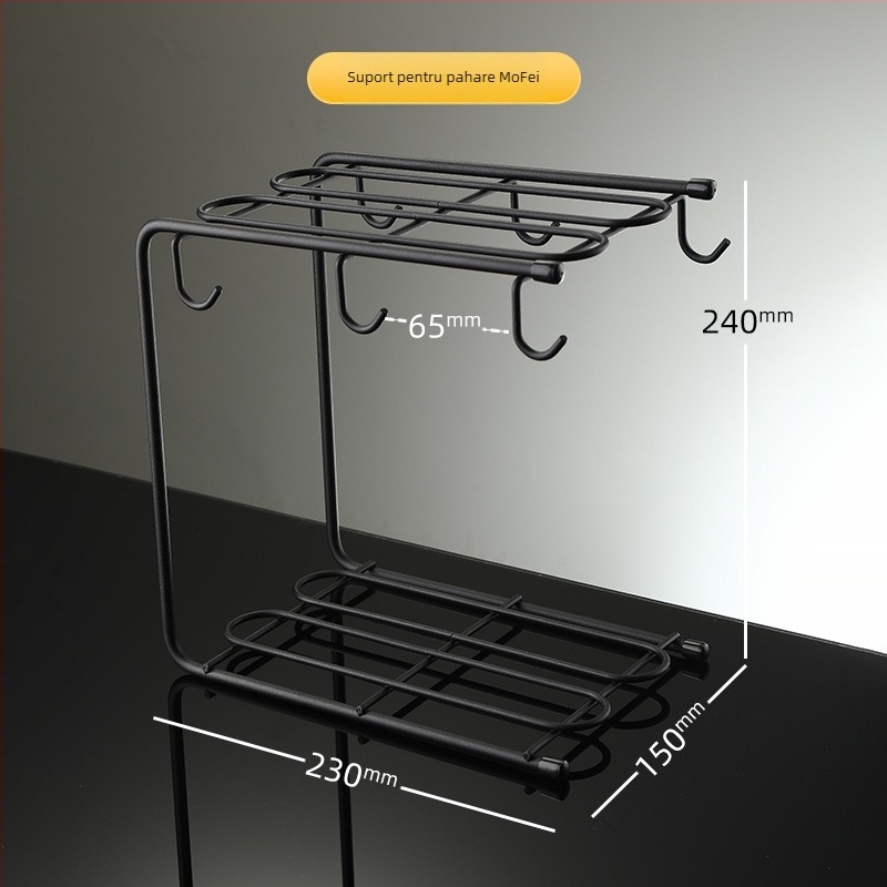 Suport pentru pahare și tavă de depozitare pentru sticlă – montaj fără găuri, stil simplu, drenaj invers