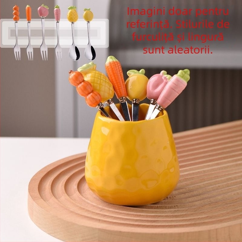 Guangshuhui 304 oțel inoxidabil furculiță de fructe pentru copii, stil simplu Instagram