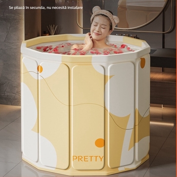 Vas de baie pliabil pentru adulți — material: pânză impermeabilă + PVC; baie pentru întreg corpul cu bule