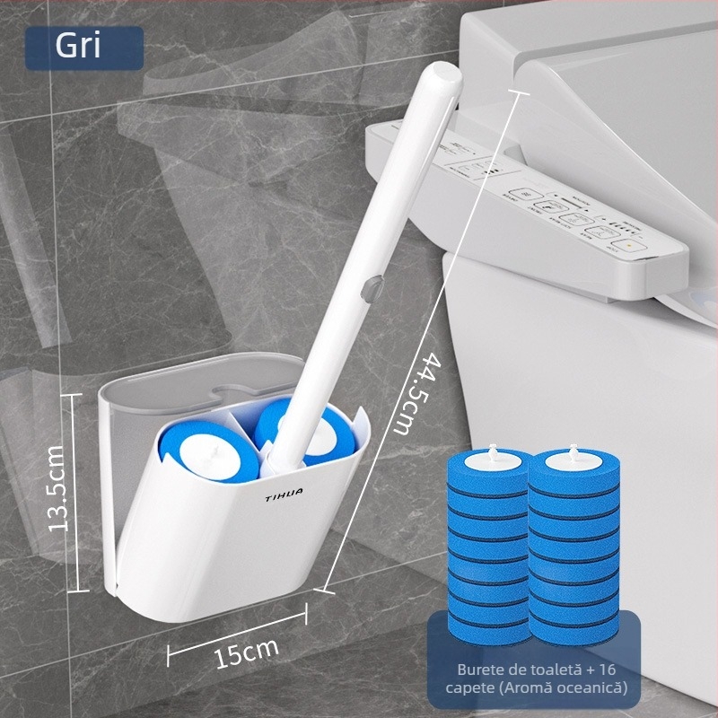 Perie de toaletă de unică folosință cu cap de schimb, montaj pe perete, Moss flower, plastic, greutate 481 g