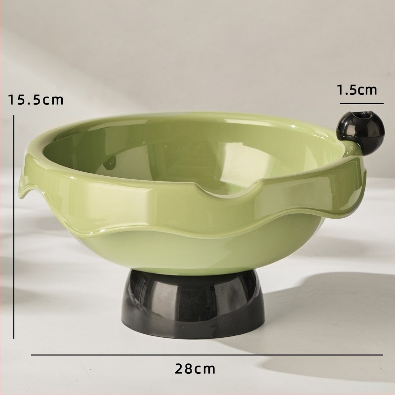 Farfurie pentru fructe pentru uz casnic, cu drenaj dublu, tavă din plastic pentru fructe uscate și semințe (PET+PP; Farfurie pentru fructe; 2025; Stil chinezesc nou; Stil simplu)