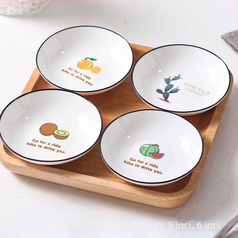 Platou ceramic mic cu motiv desen animat, stil Nordic, imprimare logo posibil