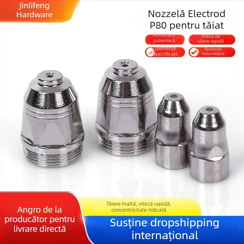 Set duze plasma P80 pentru tăiere cu plasmă – duză și electrod pentru pistolul de tăiere, compatibil cu oțel carbon, oțel inoxidabil, cupru și aluminiu