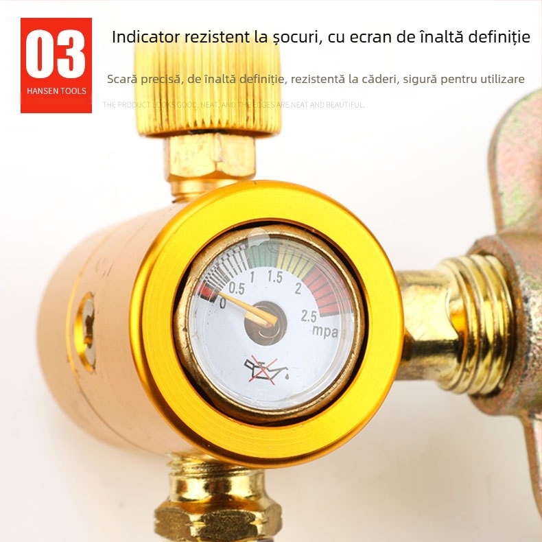 Măsurător de economisire a energiei pentru oxigen, acetilenă, propan, argon și dioxid de carbon; protecție anti-cădere; compatibilitate cu mai multe gaze