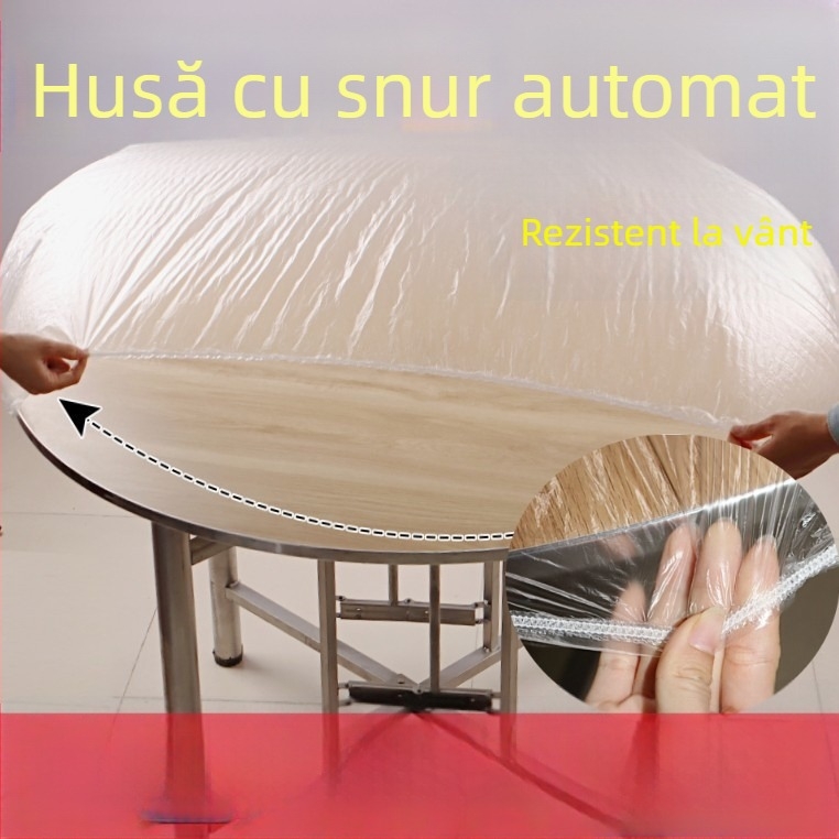 Covor de masă elastic, de unică folosință, transparent din PE, impermeabil și rezistent la uleiuri, material îngroșat, ambalaj cu 10 bucăți