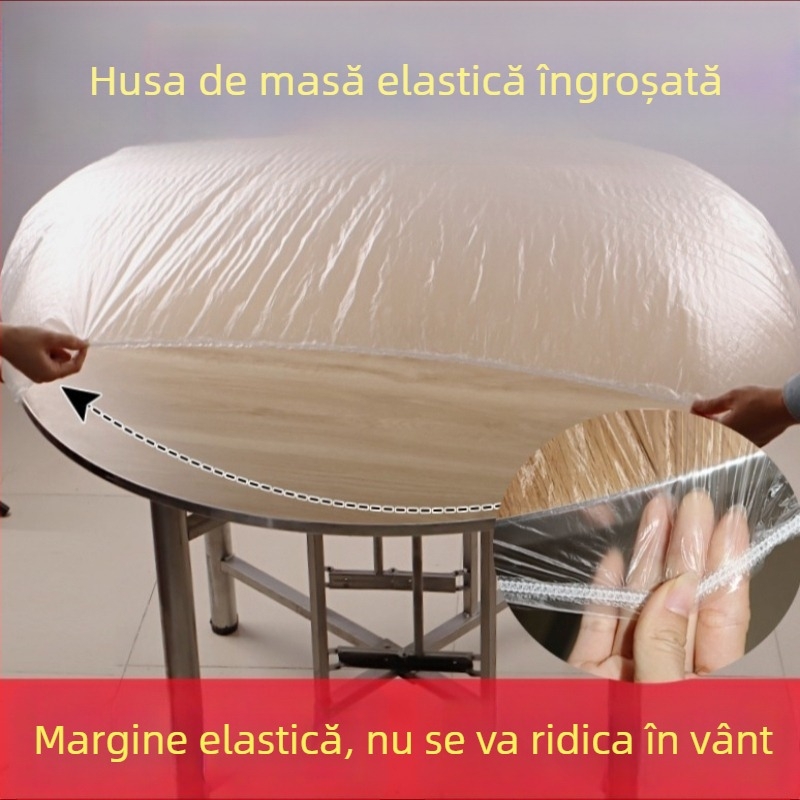 Covor de masă elastic, de unică folosință, transparent din PE, impermeabil și rezistent la uleiuri, material îngroșat, ambalaj cu 10 bucăți