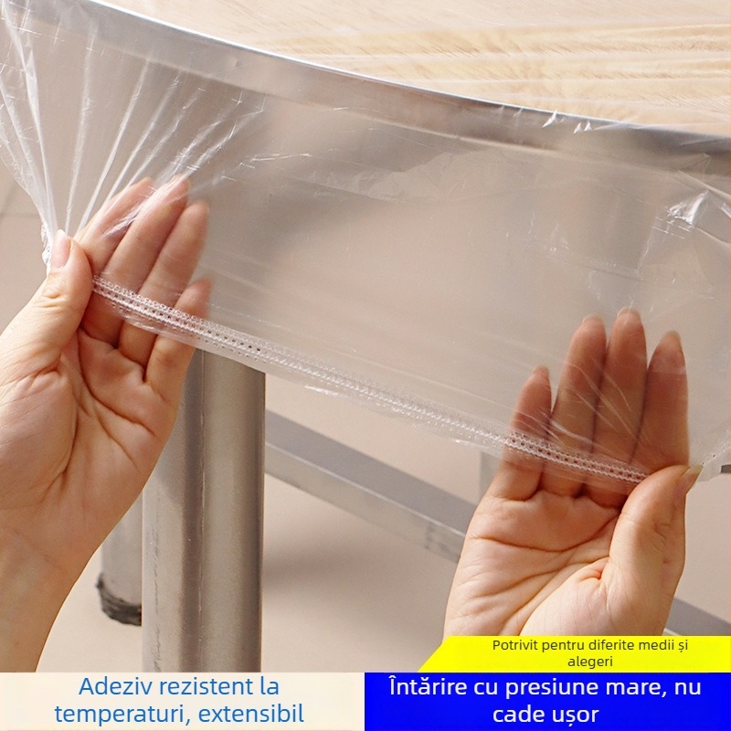 Covor de masă elastic, de unică folosință, transparent din PE, impermeabil și rezistent la uleiuri, material îngroșat, ambalaj cu 10 bucăți