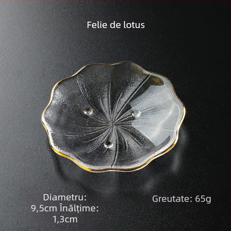 Farfurie din sticlă pentru dip, pictură manuală, formă neregulată, în stil Ins; potrivită pentru mese, cafea și ceai.