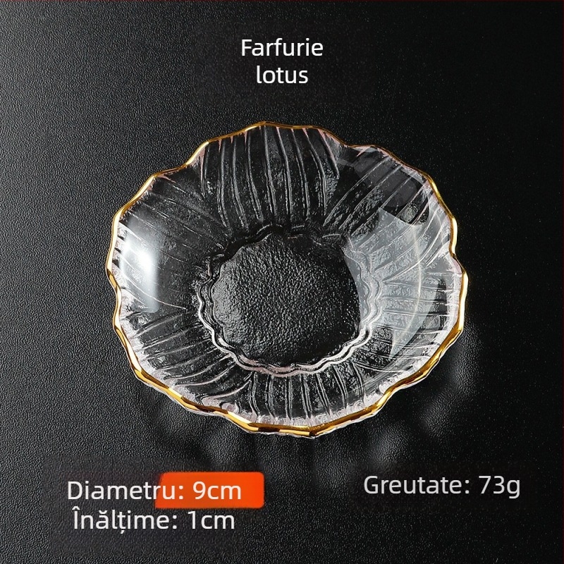 Farfurie din sticlă pentru dip, pictură manuală, formă neregulată, în stil Ins; potrivită pentru mese, cafea și ceai.
