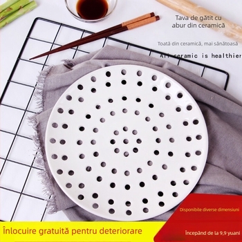 Tavă ceramică pentru aburi cu grilaj cu mai multe găuri, pentru găluțe, fructe de mare și fructe — stil modern minimalist, stil nou chinezesc, lansată în 2023