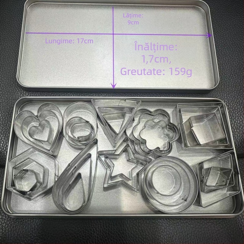 Set de 38 de forme circulare din plastic, margine dantelată, dublu scop pentru biscuiți și foi de aluat pentru gyoza, material: plastic + oțel inoxidabil, calitate alimentară