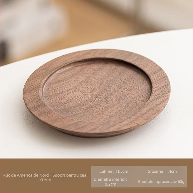 Jiahe Set de suporturi pentru pahare din lemn masiv de nuc pentru ceremonia de ceai Kung Fu – accesorii de ceai, design modern minimalist