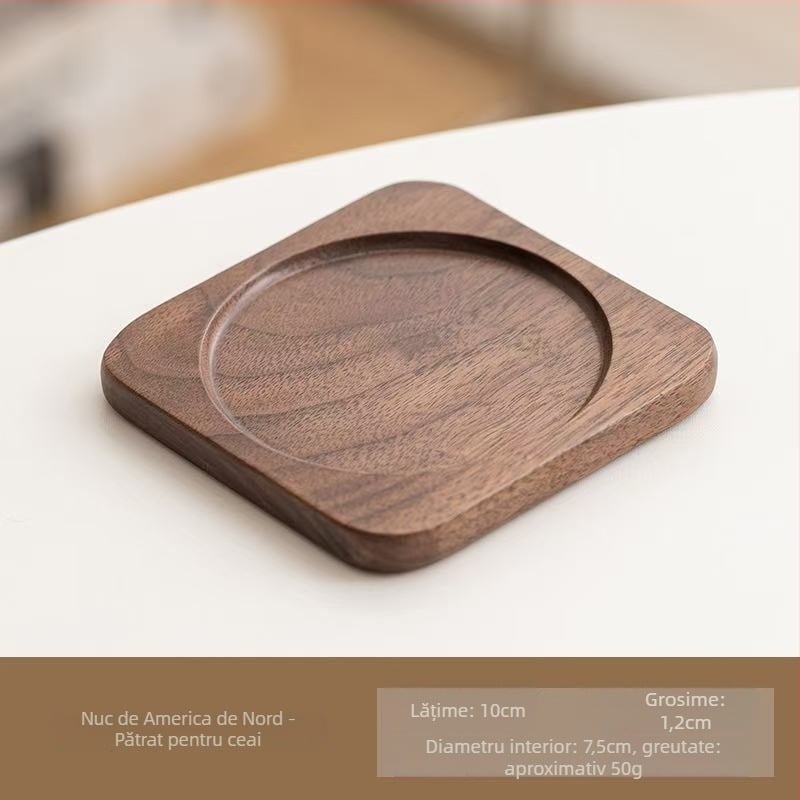 Jiahe Set de suporturi pentru pahare din lemn masiv de nuc pentru ceremonia de ceai Kung Fu – accesorii de ceai, design modern minimalist