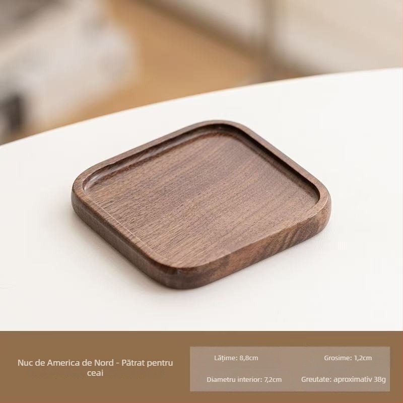 Jiahe Set de suporturi pentru pahare din lemn masiv de nuc pentru ceremonia de ceai Kung Fu – accesorii de ceai, design modern minimalist