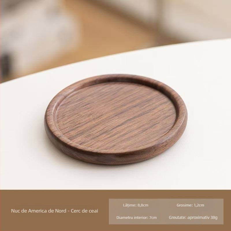 Jiahe Set de suporturi pentru pahare din lemn masiv de nuc pentru ceremonia de ceai Kung Fu – accesorii de ceai, design modern minimalist