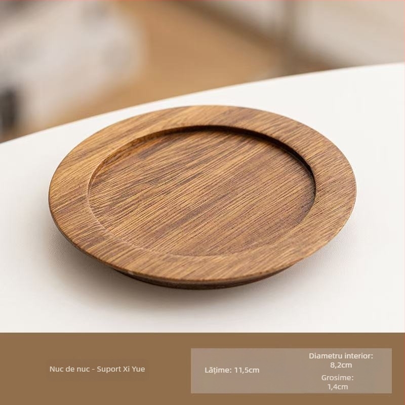 Jiahe Set de suporturi pentru pahare din lemn masiv de nuc pentru ceremonia de ceai Kung Fu – accesorii de ceai, design modern minimalist