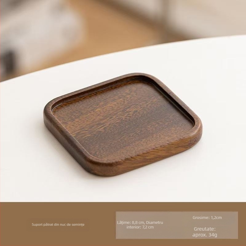 Jiahe Set de suporturi pentru pahare din lemn masiv de nuc pentru ceremonia de ceai Kung Fu – accesorii de ceai, design modern minimalist