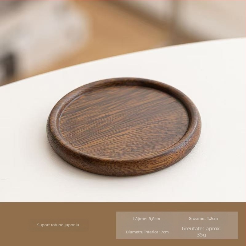 Jiahe Set de suporturi pentru pahare din lemn masiv de nuc pentru ceremonia de ceai Kung Fu – accesorii de ceai, design modern minimalist