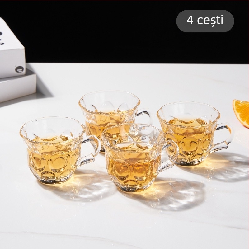 Fierbător de apă din sticlă cu filtru și set de ceai cu căni — stil modern minimalist, sticlă, capacitate mare, rezistent la temperaturi înalte